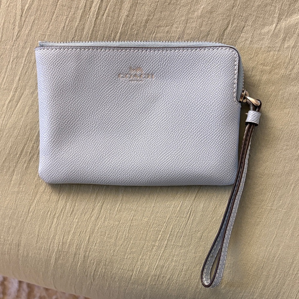 Coach Light Gray Wristlet Clutch